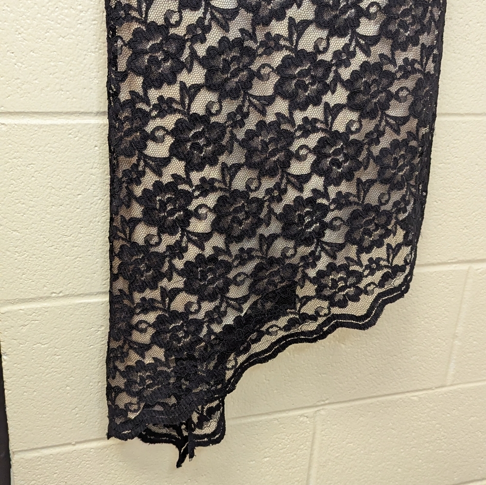 White House Black Market Asymmetrical Black Lace Dress - Picture 6 of 8